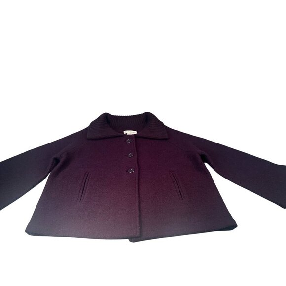 Linda Lucia Wool Short Coat Womens Cape Shawl Collar Jacket Long Sleeve - Picture 1 of 12